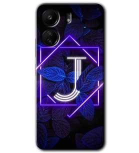 Xiaomi Redmi 13C Kılıf HD Desen Baskılı Kılıf - Dark Neon Yaprak J Harfi