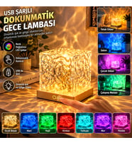 USB Şarjlı Dokunmatik Kristal Gece Lambası – Renk Değiştiren LED Küp Masa Lambası