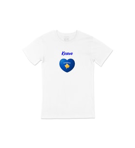 Kosova Bayraklı Kalpli Tişört