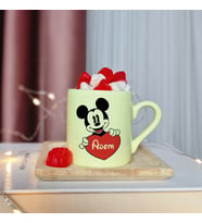 Mickey Mouse Tasarımlı Kişiye Özel Sarı Türk Kahvesi Fincanı