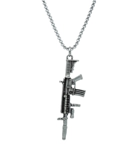 M4 Silah - Pubg Örme Zincir Kolye - Gümüş Kaplama - Erkek Kadın Kolye - No:1408