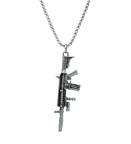 M4 Silah - Pubg Örme Zincir Kolye - Gümüş Kaplama - Erkek Kadın Kolye - No:1408