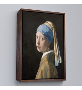 Çerçeveli Johannes Vermeer - İnci Küpeli Kız Tablosu - Girl with a Pearl Earring (Altın)