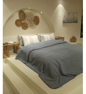 Koza Home Twin Battaniye Soft Pamuklu Çift Kişilik Battaniye Mavi Krem 200 x 220 5019A