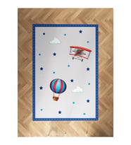 MEKTA HOME BEBEK VE ÇOCUK ODASI Uçak ve Uçan Balon Desenli Halı