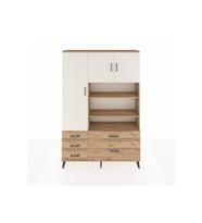 Arges Dolap 9 Raflı 5 Çekmeceli 3 Kapaklı 132x30x195 Çam-Aytaşı/Çam