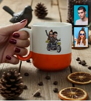 Kişiye Özel Karikatürlü Motorlu Sevgililer Kupa Bardak Pro Sevgililer Günü Hediyesi