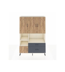 Hyperion Dolap 7 Raflı 2 Çekmeceli 5 Kapaklı 132x44x195 Aytaşı-Çam/Antrasit