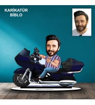 KİŞİYE ÖZEL ERKEK MOTORCU TASARIMLI KARİKATÜR BİBLO B43