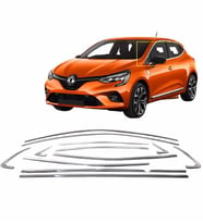 Renault Clio 5 Hb Krom Cam Çerçevesi Pas Çelik Tam Kapamalı 12 Prç. 2019 ve Sonrası