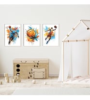 Splash Dunk 3'lü Set Çerçeveli Tablo Beyaz Renk 30 x 42 Boyut/Ebat (Standart)