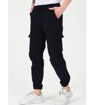 Likralı Beli Ve Paçası Lastikli Kargo Keten Pantolon (Siyah)