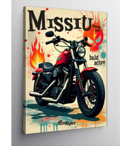 Kanvas Tablo Retro Stilde Motosiklet Posteri