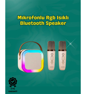 İki Mikrofonlu Renkli LED LED'li Karaoke Cihazı