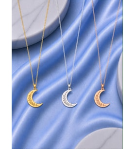 Kişiye Özel 925 Ayar Gümüş Tasarım Hilal Model Kolye (Rose)