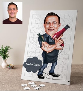 Karikatürlü Kuaför Berber Kişiye Özel Puzzle