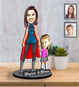 Kişiye Özel Anneler Günü Anne Kız Karikatürlü Biblo Model-5