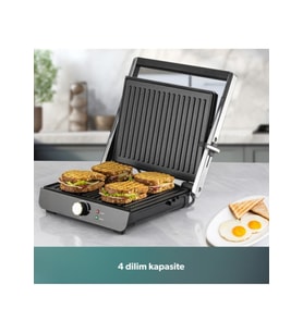 Homend Grilliant 1356H Inox Gövdeli Döküm Plakalı Tost ve Izgara Makinesi