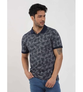 Dufy Lacivert Erkek Slim Fit Desenli Polo Yaka Tshirt - 105239