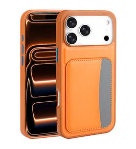 iPhone 17 Pro Kılıf Kartlıklı X-Kart Silikon Kılıf (Turuncu)