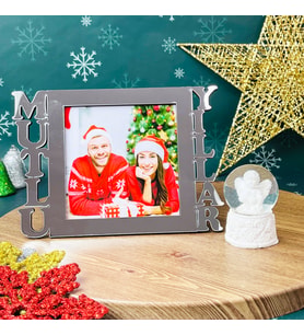 Kişiye Özel Mutlu Yıllar Fotoğraf Standlı Mdf Çerçeve Ve Mini Melek Kar Küresi Set (Gümüş)