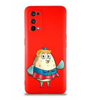 Realme 7 Pro Soft Premier Kapak Bayan Puff Tasarımlı Silikon Kılıf - Kırmızı (Şeffaf)