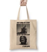 Em terra De Cego Camiseta Branca Bez Çanta Uzun Saplı