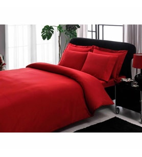 Taç Stripe Saten King Size Nevresim Takımı Kırmızı  (Karışık)
