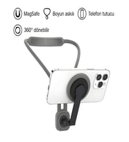 360° Ayarlanabilir N52 Mıknatıslı Magsafe Boyun Askılı Telefon Tutucu  Eller Serbest Kullanım