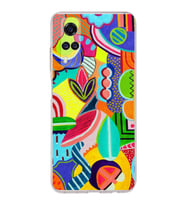 PrintiFy Vivo Y51 2020 ile Uyumlu 1mm Slim Fit Retro Renkler 6 Baskılı Şeffaf  Kılıf