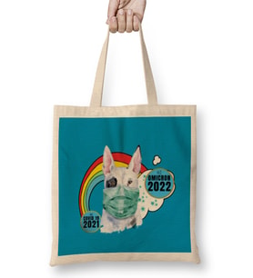 Sarcasm Funny Vintage DOG Saying Covid Hi Omicron Virus 2022 Bez Çanta Uzun Saplı