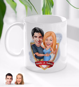 BK Gift Kişiye Özel İsimli Sevgililer Karikatürlü Beyaz Kupa Bardak-14