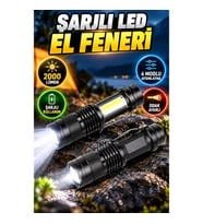 2000 Lümen Odak Ayarlı Şarjlı LED El Feneri – 4 Modlu Alüminyum Gövde