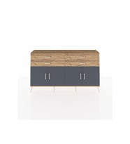 Arges Konsol 2 Raflı 4 Çekmeceli 8 Kapaklı 176x30x99 Çam-Antrasit/Çam