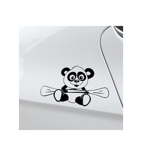 Kürek Çeken Panda Tasarım Oto Sticker Siyah