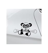 Kürek Çeken Panda Tasarım Oto Sticker Siyah