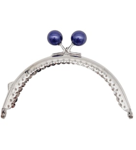 Angel Çanta Aksesuar 10.5 cm Gümüş Metal Lacivert Toplu Oval Cüzdan Klipsi Çanta Bursu Model 2