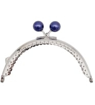 Angel Çanta Aksesuar 10.5 cm Gümüş Metal Lacivert Toplu Oval Cüzdan Klipsi Çanta Bursu Model 2