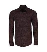 Kahverengi Desenli Slim Fit Gömlek - Wessi
