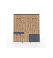 Hyperion Dolap 11 Raflı 4 Çekmeceli 2 Askılı 220x44x243 Antrasit-Çam/Antrasit