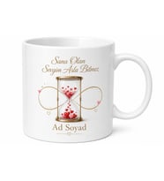 Sana Olan Sevgim Asla Bitmez Kum Saati Akan Kalpler Sonsuzluk Aşk Hediye Kupa Bardak