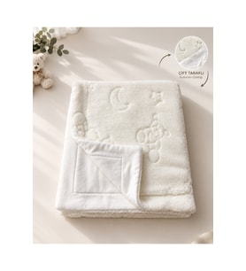 Çift Taraflı Welsoft İnterlok Bebek Battaniyesi 80x90 cm Peluş Kabartmalı A