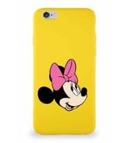 Apple iPhone 6 Soft Premier Kapak Minnie Mouse-A Tasarımlı Silikon Kılıf - Sarı (Şeffaf)