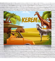 Safari Temalı Doğum Günü Afişi 35X50 cm