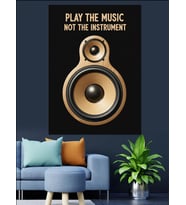 Müzik Çal Hoparlör İkonu Dekoratif Kanvas - Mdf Ahşap Tablo