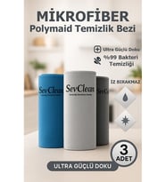 Mikrofiber Polymaid Temizlik Bezi 3 Adet SevClean 40cm x 60cm (Karışık)