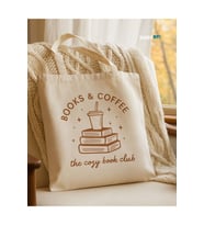 Le Vion books coffee the copy book club - Baskılı Bez Çanta 38x42 cm 170 Gr Omuz Çantası Kadın Alışveriş Çantası