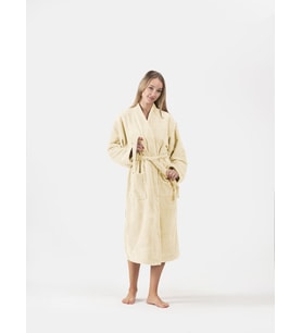 Kadife Şalyaka Bornoz Soft Unisex Krem-S/M