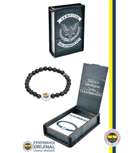 Fenerbahçe Orijinal Lisanslı Fb Akik (6mm) Doğaltaş Bileklik Kişiye Özel Ahşap Kutulu (Siyah)