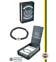 Fenerbahçe Orijinal Lisanslı Fb Akik (6mm) Doğaltaş Bileklik Kişiye Özel Ahşap Kutulu (Siyah)